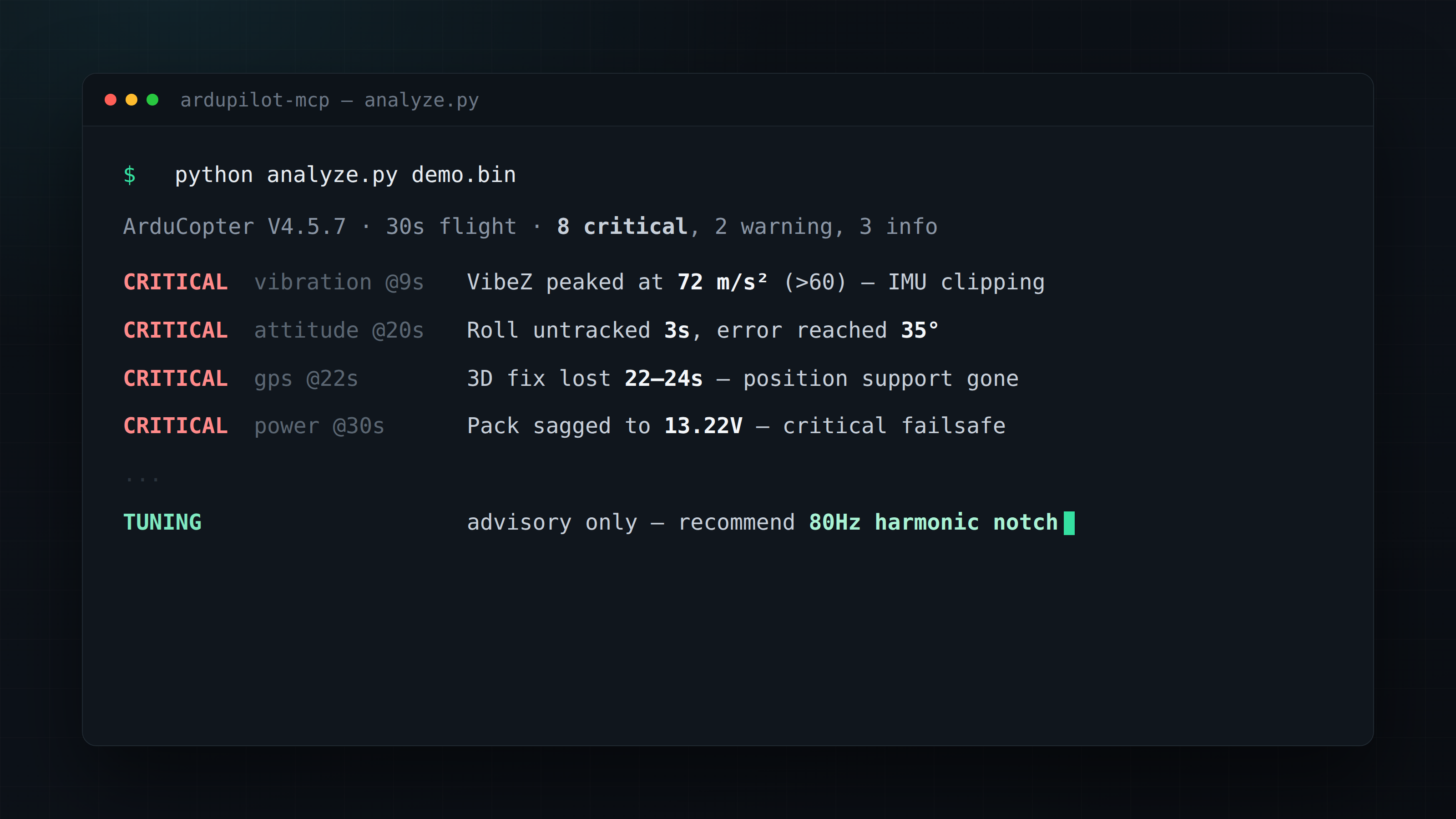 ardupilot-mcp — Uçuş Logu Teşhis Aracı